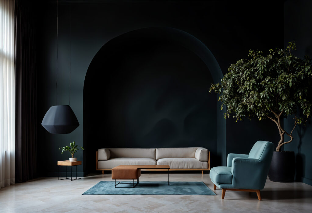 elegant black minimal interior design